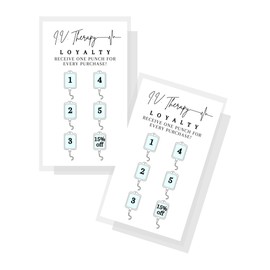 Lashicorn IV Intravenous Therapy Loyalty Card | 50 Pack | 2x3.5 inch Business Size Card | Drip Vitamin IV Supplies | Hydration Therapy | White Card Design