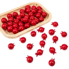 InnoHHustle 50Pcs Mini 0.79 Inch Artificial Pomegranate Realistic Fake Fruit Home House Kitchen Supermarkets Decoration Autumn Festival Party Photography Props Home Kichen Display Decor