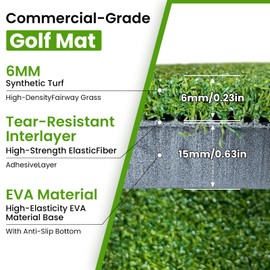 Golf Hitting Mat 5x4ft, Golf Mats Practice Outdoor 21mm Artificial Turf Practice Mat with 9 Tees, Durable EVA Backing for Indoor | Outdoor Driving, Chipping & Swing Training，with Carrying Case