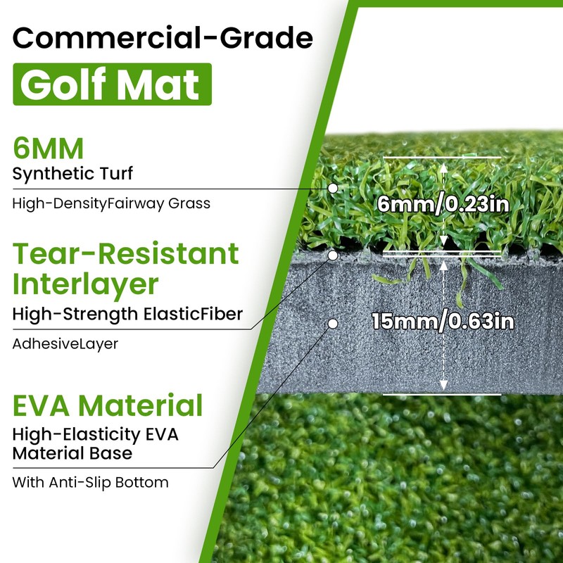 Golf Hitting Mat 5x4ft, Golf Mats Practice Outdoor 21mm Artificial