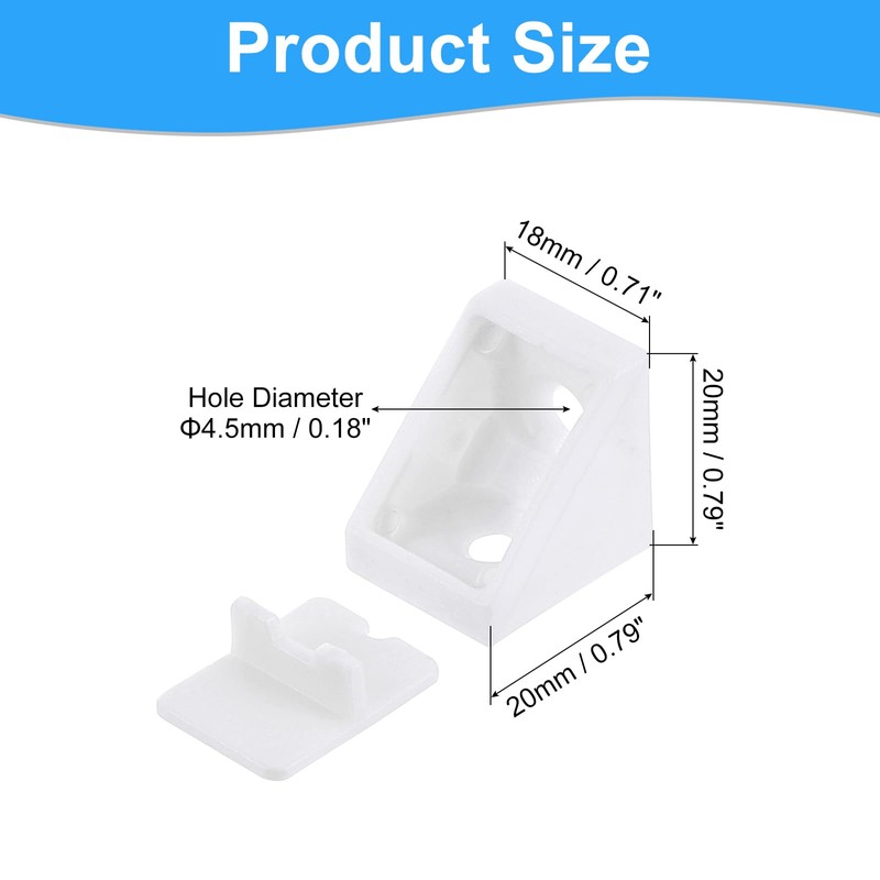 sourcing map 12 Pcs 90 Degree Plastic Corner Braces, 20x18x20mm