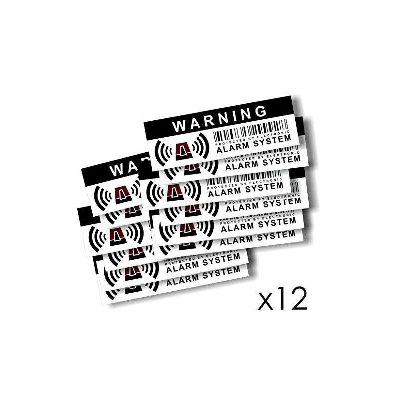 12 x Security Alarm Warning Sign Stickers - for Internal