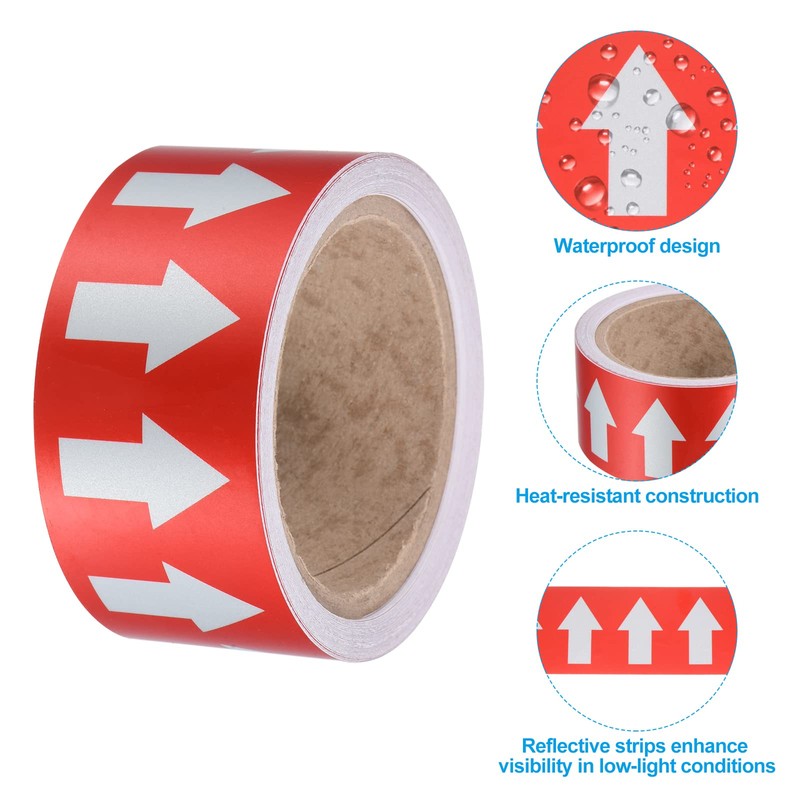 PATIKIL Flow Arrow Tape, Polyethylene Pipe Marking Sticker with Reflective