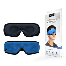 Rugoes 100% Blackout Sleep Mask with Adjustable Nose Flap with a Soft Suede Front, Perfect for Side Sleepers with 3D Contoured Cup (Blue)