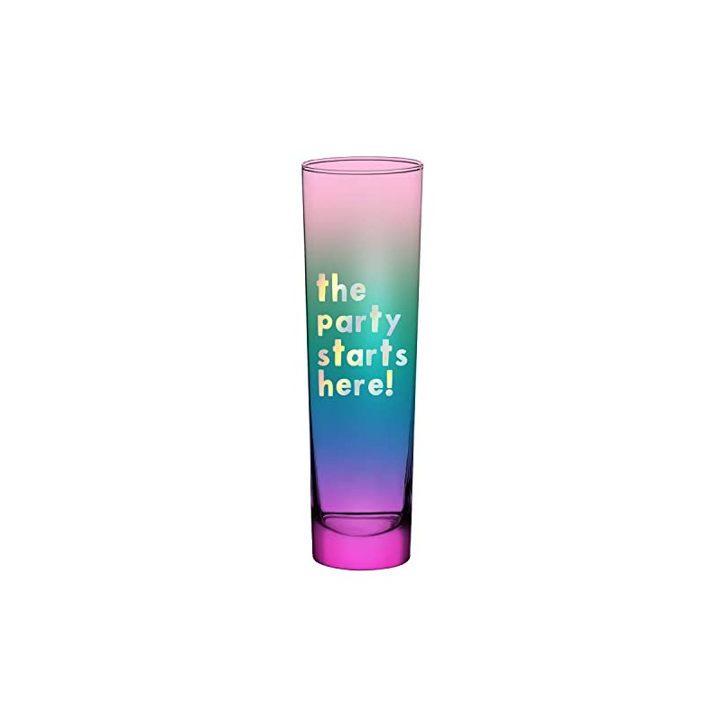 Slant Collections Flat Stemless Champagne Glass, 8-Ounce, Party Starts