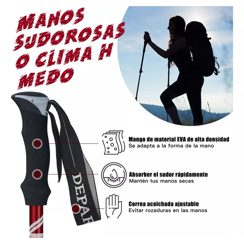 bastones senderismo 2 Bastón Trekking Plegable Ligero Senderismo Escalar Caminar