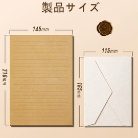 SensaBliss Letter Set, 3 Envelopes, 10 Stationery and 3 Sealing, Fashionable, Vintage Kraft Paper, Simple, Distressed Message Cards, Envelope Set for Celebrations, Birthdays, Weddings, Invitations,