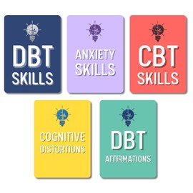 DBT Flashcards - Dialectical Behavior Therapy Coping Skills Cards | CBT Skills | Anxiety Coping Skills | Cognitive Distortions | DBT Affirmations | Mental Health Counseling Card Deck - 95 DBT Cards