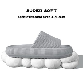 Calish Bathing Shoes Men Women Cozislides Original Slippers Cloudyzz Slippers Cloud Non-Slip Bath Slippers Summer Mules Bath Slippers Flip Flops Indoor/Outdoor, gray
