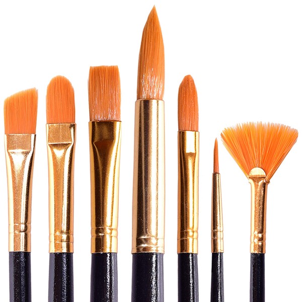 Paint Brushes Set - Acrylic Paint Brush - Watercolor Brushes - Oil Paint Brushes - Artist Brushes - Gouache Paint Brushes - Craft Paint Brushes - Face Body Paint Brushes Set - 7 Types of Brushes