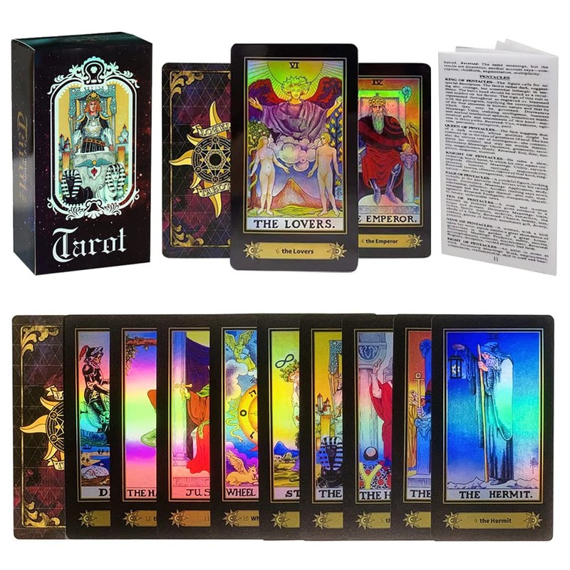VOVOH Tarot Cards Deck, 78 Holographic Classic Tarot Cards with