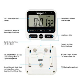 Empino Digital Kitchen Timer Count-Up & Count Down Timer for Cooking Sports Game