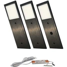 ACCE Super Thin and Aluminium Body LED Under-Unit Light Kitchen Furniture Light Neutral White or Warm White Including Converter One Spotlight with Switch (Warm White, Pack of 3)