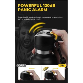 Buzztle Bottle - 120 db Alarm, Multi-Functional, #304 Stainless Steel, Double Wall Insulation, BPA-Free, 24 Hours Warm up, Dishwashable - Black