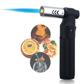 HONEST Blow Torch Sleek Adjustable Butane Torch Cooking Torch Lighter Camping Home Use Welding Culinary Chef Coal Cocktail etc (Silver)