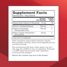 PROTOCOL FOR LIFE BALANCE DIM 200 Plus CDG - 200mg - Calcium & DIM Supplement - for Cleanse Detox & Hormone Metabolism - Calcium D Glucarate - Non-GMO & Kosher - 90 Veg Caps