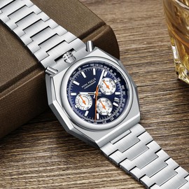 MF MINI FOCUS Unique Dress Men Watches (Chronograph/Waterproof/Luminous/Calendar) Big Face Stainless Steel Band Watches for Men