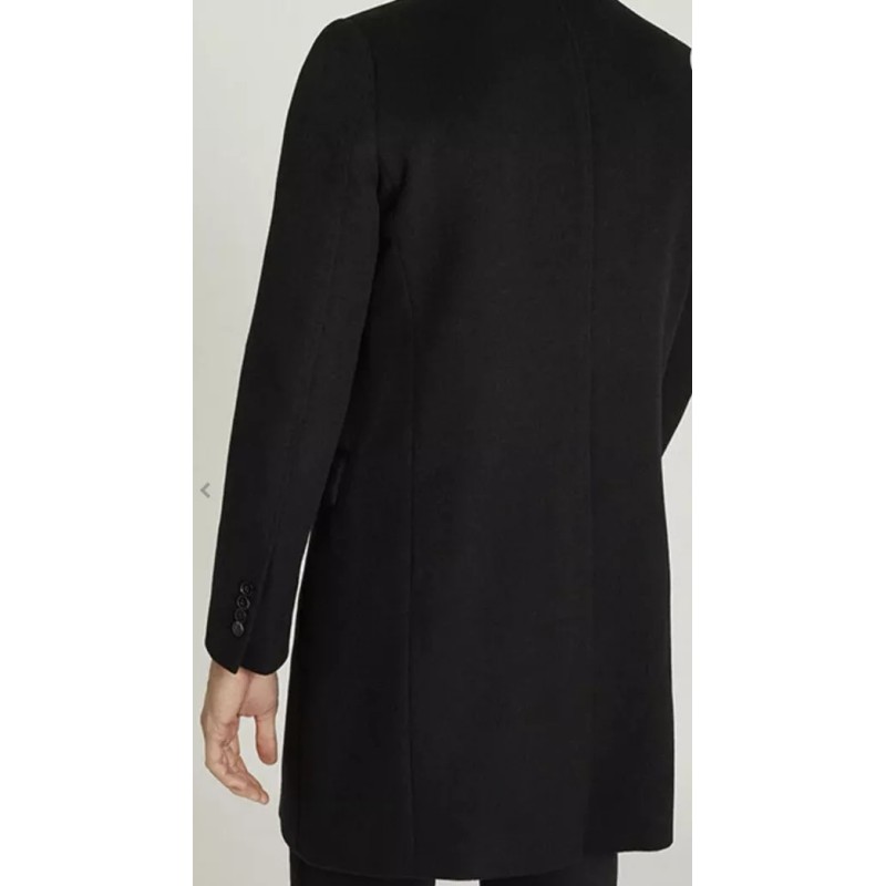 Reiss Mens Coal Winter Overcoat Black Small RRP$645