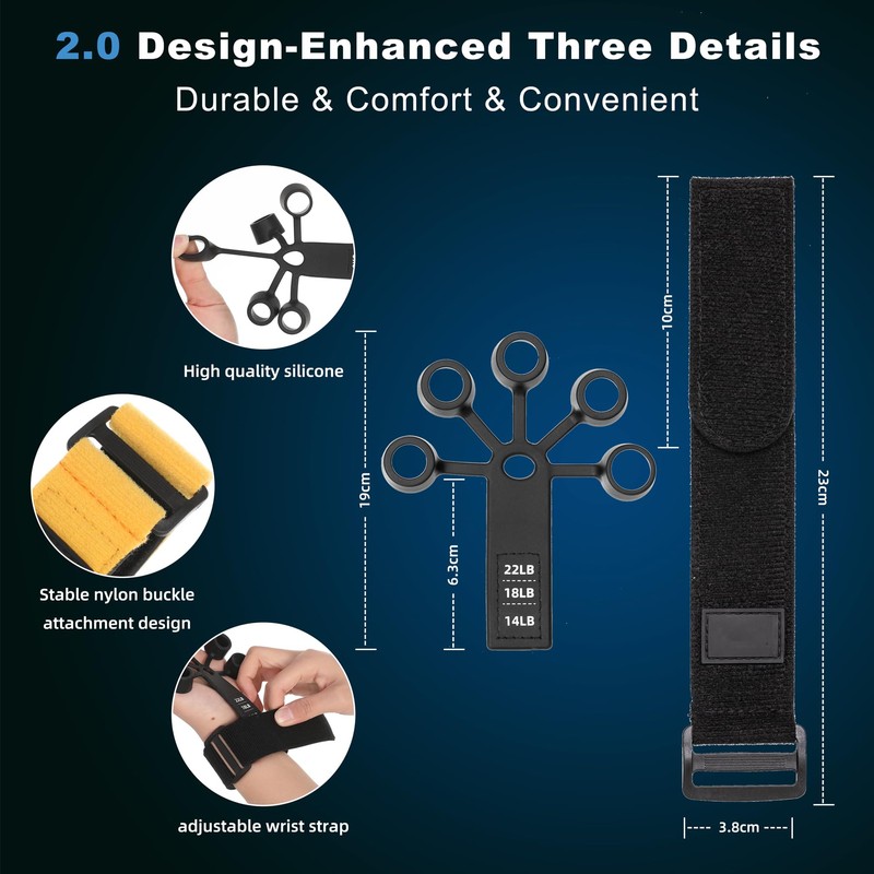 Fanwer Hand Trainer Finger Trainer Set, Adjustable Hand Trainer &