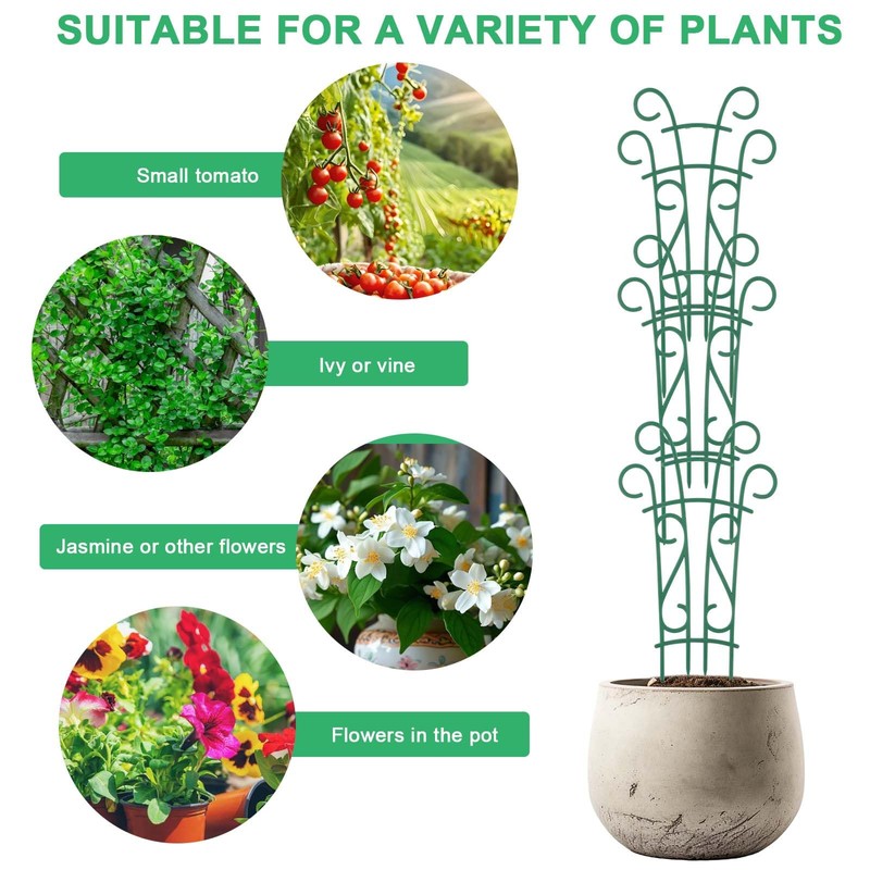 Qaobo Plant Trellis for Potted Plants 4 Pack Stackable Indoor
