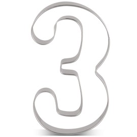 LILIAO Number 3 Cookie Fondant Biscuit Cutter for Birthday/Anniversary/Special Day - 2.4 x 4 inches - Stainless Steel