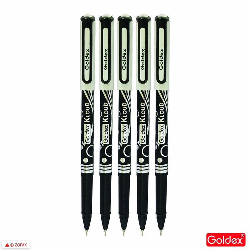 Goldex Kloud BLACK Ball Pen 5 x 0.7mm Tip Ballpoint
