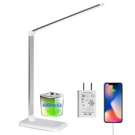 Himigo LED Desk Lamp, Eye-Caring Stepless Dimmable Office Table Lamp with USB Charging 4000mAh Battery, Foldable,Touch, 30/60minsTimer,5 Lighting Modes with 5 Brightness Levels