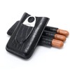 Zigarren Etui, 3 Halter echtes Leder Zigarrenetui mit silbernem Edelstahl