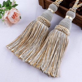 Curtain Tassel Tiebacks,HUOYUSE Tassels Curtain Tiebacks Rope Holdbacks for Home or Office,Set of 2 (Blue)