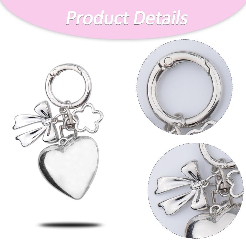 Bow Heart Keychain Charm for Bag Backpack Charms Keychain for
