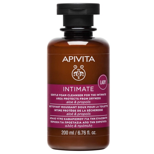APIVITA Intimate Lady Gentle Foam Cleanser for the Intimate Area 6.76 fl.oz. | Natural Feminine Wash with Aloe and Propolis - Extra Protection - pH 4