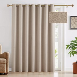 RYB HOME Blackout Patio Curtain 120 Inch Long, Grommet Top Solid Panels Room Darkening Blind Thermal Insulated for Living Room/Sliding Glass Door/Open Closet, 1 Panel, Mocha