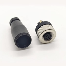 FOWIUNYE 2Pcs M12 8 Pin Female Connector, 12mm Industrial Circular Connector Field Assembly Wireable Sensor IP67 A Code Straight Type Adapter Unshiled 60V 4A AC/DC Connector for PG7