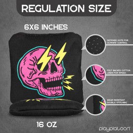 Play Platoon Competition Series Professional Cornhole Bags Set of 8 - Double Sided Slick and Stick with Rubber Sticky Dot Slow Side Corn Hole Bags for Tossing Game - Regulation Weight, Designed in USA