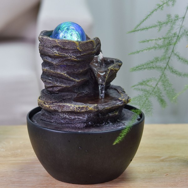 Indoor Fountain Zen Cascade Relaxing Bright Colourful LED, Useful Gifts
