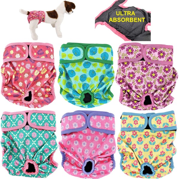 Pack of 6 Female Dog Diapers with 4 - Layers