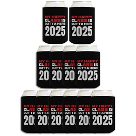 Graduation Gift Funny Can Coolie My Happy Class Outta Here 2025 Graduation Party Favor 12-Pack Can Coolers Coolies