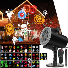 Christmas Lights Projector,Waterproof IP65 Indoor Motion Remote Control 10W LED Projector, 16 Slides Holiday Light Party Outdoor Garden House Apartment Kids Room Night Light