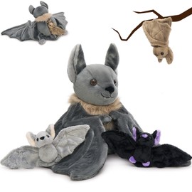Tezituor 5Pcs Opossum Stuffed Animals Set, 24 Inch Large Mommy Stuffed Opossum Plush with 4 Cute Babies Toy, Realistic Possum Plush Pillow for Girls Boys