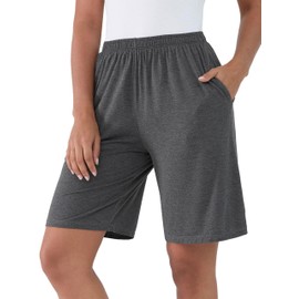 Joyaria Pyjamahose Damen Kurz Schlafshorts Sommer Schlafhosen Bambus Viskose Hose Schlafshort Schlafhose Schlafanzughose (Kohlefarbe, S)