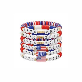 USA 250th Anniversary Independence Day Bracelets for Women Men,4th of July American Patriotic Independence Day Wristband Bracelets,Red White Blue Stackable Stretch Bracelet,4th of July Jewelry Accessories for Independence Day Memorial Day (B)