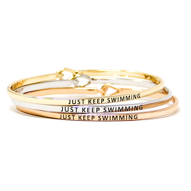 by you Inspirational Positive Quote Message Engraved Thin Cuff Bangle