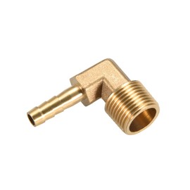 M METERXITY Brass Pipe Barb Fittings - 90° Angle Brass 6 mm Barb Reducer Application for Water Fuel (3/8 PT Plug Line)