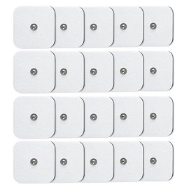 QUEAMBLER TENS EMS Machine Electrodes Pads 2" x2" for TENS Unit Pads for TENS EMS, Pads with 3.5mm Snap Connectors 20 Pieces