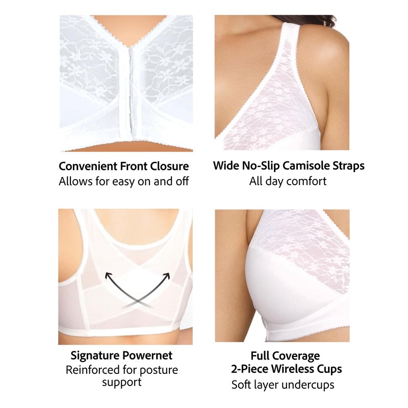 Exquisite Form FULLY Full-Coverage Posture Bra, Wire-Free, Front Closure, Lace