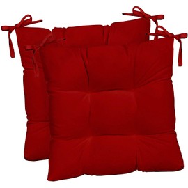 Resort Spa Home Décor RSH Décor Indoor Outdoor Set of 2 Tufted DIng Chair Seat Cushions, 20In x 20In x 3In, Choose Color (Red)
