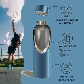 waterdrop® Steel Bottle 600ml isolierte Trinkflasche auslaufsicher | Thermosflasche 24h kalt, 12h heiß | doppelwandige Edelstahl Wasserflasche | bruchsicher | Kohlensäure geeignet