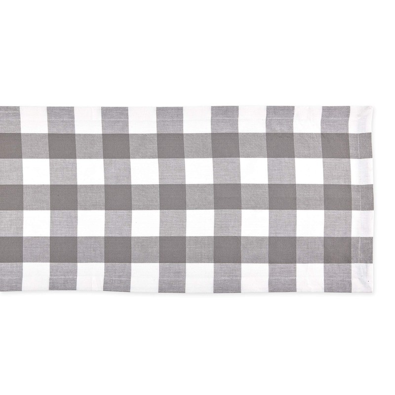 DII CAMZ11457 Gray & White Buffalo Check Woven Table Runner,