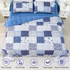 Full Queen Size Quilt Set Blue Floral Bedding Set 3-Piece