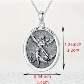Fashion Jewelry ARCHANGEL MICHAEL ANGEL FAITH Charm On Silver DIAMOND Cut 925 Sterling 20" Chain